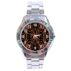 Golden Fire Pattern Polygon Space Stainless Steel Analogue Watch