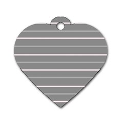 Horizontal Line Grey Pink Dog Tag Heart (two Sides)