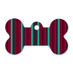 Red Blue Line Vertical Dog Tag Bone (one Side)