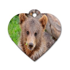 Baby Bear Animals Dog Tag Heart (one Side)