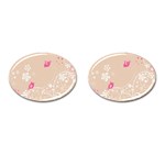 Flower Bird Love Pink Heart Valentine Animals Star Cufflinks (Oval) Front(Pair)