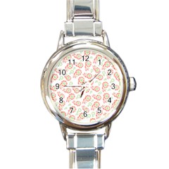 Flower Rose Red Green Sunflower Star Round Italian Charm Watch