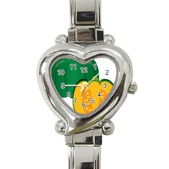 Pumpkin Peppers Green Yellow Heart Italian Charm Watch