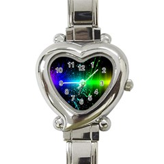 Space Galaxy Green Blue Black Spot Light Neon Rainbow Heart Italian Charm Watch