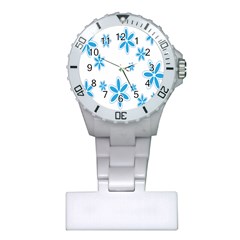 Star Flower Blue Plastic Nurses Watch