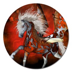 Awesome Steampunk Horse With Wings Magnet 5  (round) by FantasyWorld7