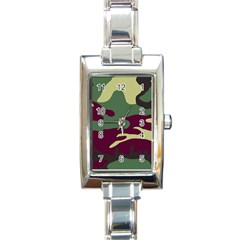 Camuflage Flag Green Purple Grey Rectangle Italian Charm Watch