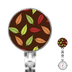 Autumn Leaves Pattern Stainless Steel Nurses Watch