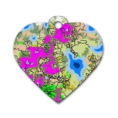 Painting Map Pink Green Blue Street Dog Tag Heart (two Sides)