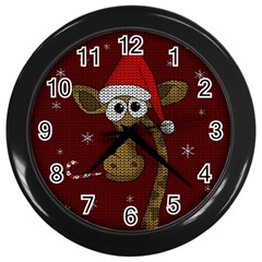 Christmas Giraffe  Wall Clocks (black) by Valentinaart