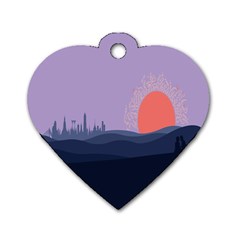 Wedding Lavender Moon Romantic Natural Dog Tag Heart (one Side)