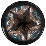 Kaleidoscopic Design Elegant Star Brown Turquoise Wall Clocks (Black) Front