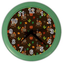 Thanksgiving Turkey  Color Wall Clocks by Valentinaart