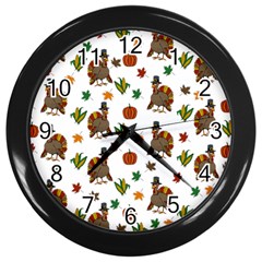 Thanksgiving Turkey  Wall Clocks (black) by Valentinaart