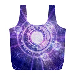 Blue Fractal Alchemy Hud For Bending Hyperspace Full Print Recycle Bags (l)  by jayaprime