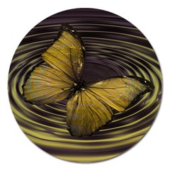 Butterfly Insect Wave Concentric Magnet 5  (round) by Celenk