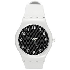 Dark Chevron Round Plastic Sport Watch (m) by jumpercat