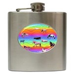 Horses in Rainbow Hip Flask (6 oz) Front