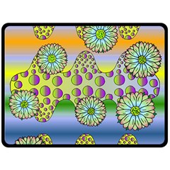 Amoeba Flowers Double Sided Fleece Blanket (large)  by CosmicEsoteric