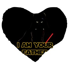 Darth Vader Cat Large 19  Premium Flano Heart Shape Cushions by Valentinaart