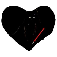 Darth Vader Cat Large 19  Premium Flano Heart Shape Cushions by Valentinaart