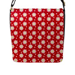 Daisy Dots Red Flap Messenger Bag (l)  by snowwhitegirl