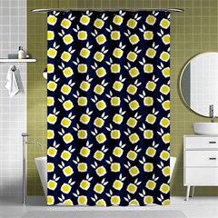 Square Flowers Navy Blue Shower Curtain 48  X 72  (small)  by snowwhitegirl