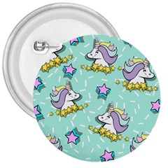 Magical Happy Unicorn And Stars 3  Buttons by Bigfootshirtshop