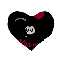 Cute Grim Reaper Standard 16  Premium Flano Heart Shape Cushions by Valentinaart