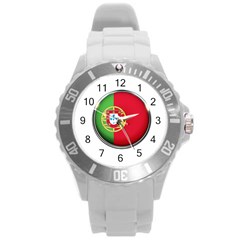 Portugal Flag Country Nation Round Plastic Sport Watch (l) by Nexatart