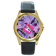 Purlpe Retro Pop Round Gold Metal Watch by snowwhitegirl