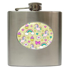 Cute Unicorn Pattern Hip Flask (6 Oz) by Valentinaart