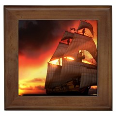 Pirate Ship Caribbean Framed Tiles by Sapixe