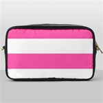 Horizontal Pink White Stripe Pattern Striped Toiletries Bags Front