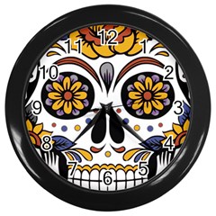 Sugar Skull Wall Clocks (black) by StarvingArtisan