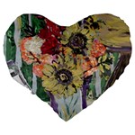 Sunflowers And Lamp Large 19  Premium Flano Heart Shape Cushions Back