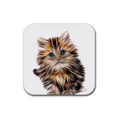 Kitten Mammal Animal Young Cat Rubber Coaster (square)  by Simbadda