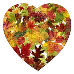 Autumn Fall Leaves Jigsaw Puzzle (heart) by LoolyElzayat