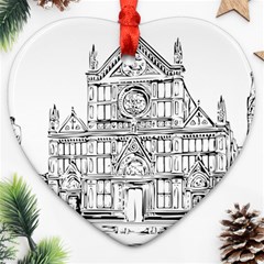 Line Art Architecture Church Italy Heart Ornament (two Sides) by Sapixe