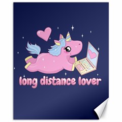 Long Distance Lover - Cute Unicorn Canvas 11  X 14   by Valentinaart