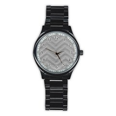 White Fabric Pattern Textile Stainless Steel Round Watch by Sapixe