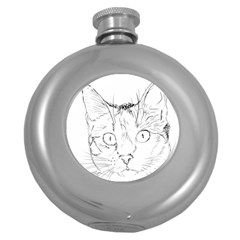 Cat Feline Animal Pet Round Hip Flask (5 Oz) by Sapixe