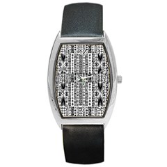 Creative Retro Black And White Abstract Vector Designs By Kiekie Strickland Barrel Style Metal Watch by flipstylezfashionsLLC