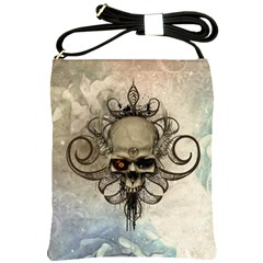 Awesome Creepy Skull With  Wings Shoulder Sling Bags by FantasyWorld7