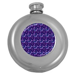 Hearts Butterflies Blue Round Hip Flask (5 Oz) by snowwhitegirl