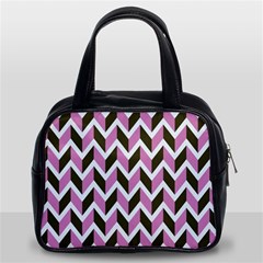 Zigzag Chevron Pattern Pink Brown Classic Handbag (two Sides) by snowwhitegirl