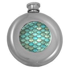 Aqua Mermaid Scale Round Hip Flask (5 Oz) by snowwhitegirl