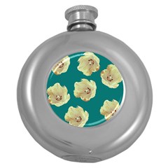 Teal Tulips Round Hip Flask (5 Oz) by snowwhitegirl