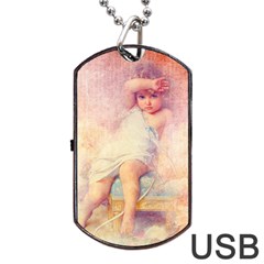 Baby In Clouds Dog Tag Usb Flash (two Sides) by vintage2030