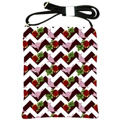 Cat Rose Chevron Shoulder Sling Bag by snowwhitegirl